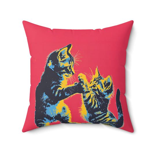 Cat Fight Throw Pillow